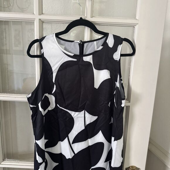Floral Sheath Dress Women's 8/10 NWOT Black White Maxi - Picture 2 of 9